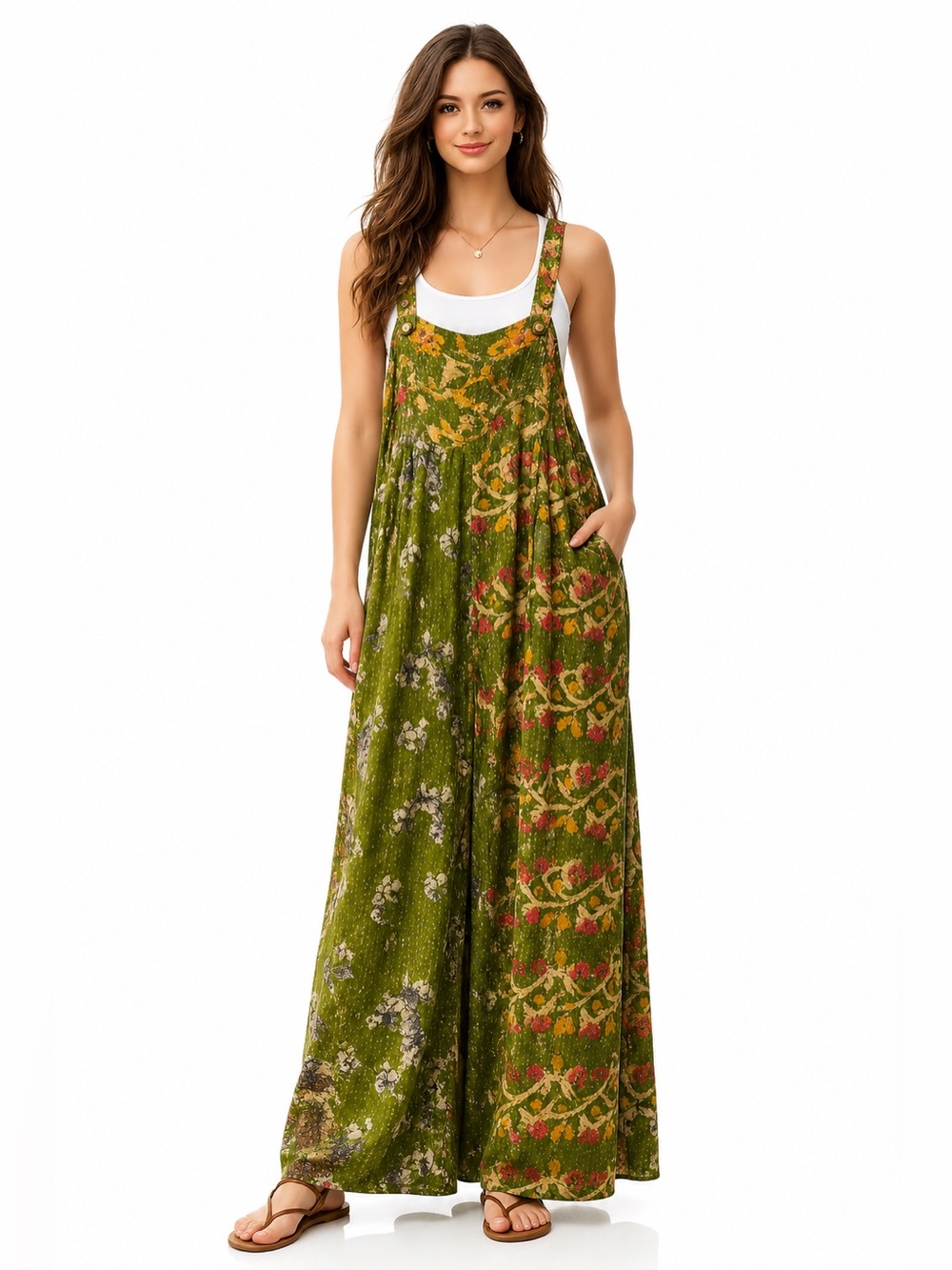 Kantha Bae Green Crossroads Overalls